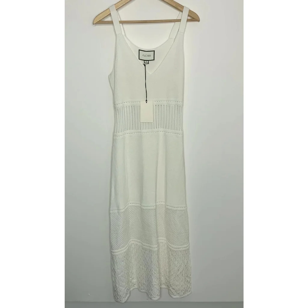 Alexis Rozanna Dress White Knit Maxi Boho Chic Womens Medium New